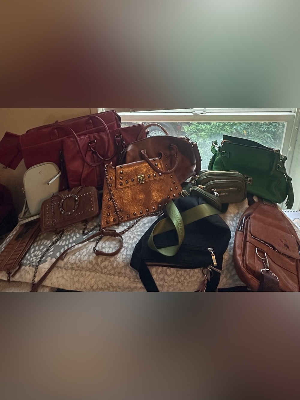 Stylish Brown Studded Leather Tote Bag